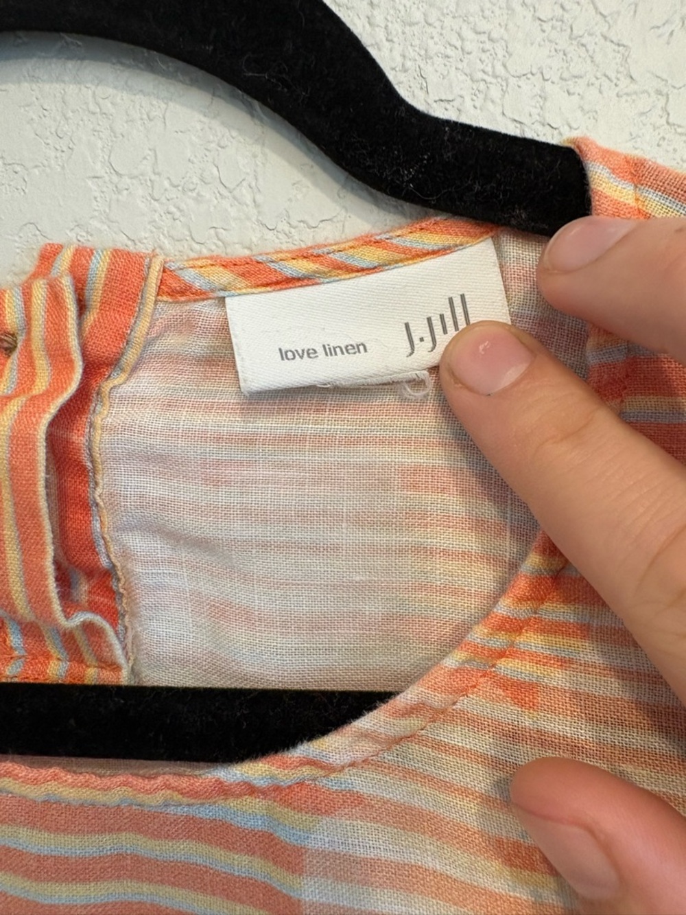 J.Jill 100% Linen Floral Stripe Tunic Top Blue Orange Lightweight XS - Picture 3 of 10